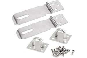 yufana 2 Pcs Chiusura Hasp in Acciaio Inox Lucchetto con Chiusura a Viti Lucchetto Hasp Lock Porta Della Porta Hasp Lucchetto Bullone Addensato Porta Antifurto con Vite (Argento)