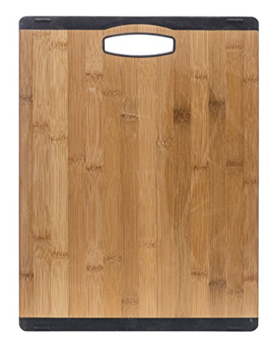 Sagaform 5017107 Schneidebrett, Bambus / Silikon, 40 x 30 x 1,50 cm, holz / schwarz