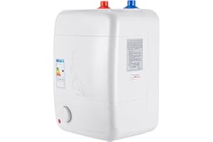 HUKAIL EU CE - Scaldabagno elettrico da 8 l, 220 V, 1,5 kW, piccolo scaldabagno istantaneo senza pressione con acqua calda fino a 75 °C, per lavabo, bagno, lavello da cucina (23 x 21 x 36 cm)