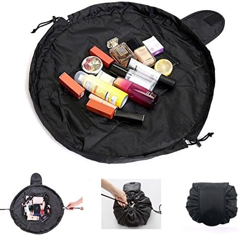 Lazy Drawstring Makeup Bag,Portable Large Travel Cosmetic Bag Pouch Travel Makeup Pouch Storage Organiser For Women Girl Lady