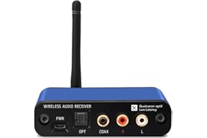 BluDento Hi-Fi Bluetooth 5.1 Audio Receiver with aptX HD, aptX Low Latency,AAC, 32Bits TI DAC for Streaming, Stereo RCA and Coaxial Optical outputs