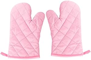 beijieaiguo Mitaines Résistant À La Chaleur Gants De Cuisine Barbecue Cuisine Micro-Ondes Moufles Gant De Non-Slip Outils Cuisine Rose