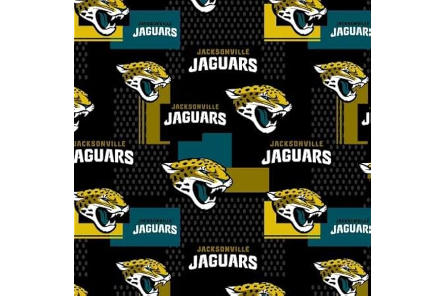 Jacksonville Jaguars Cotton Fabric - NFL Team Logo Cotton Fabric by The Yard, Fat Quarter, Half Yard, 1 Yard, 2 Yard Cuts