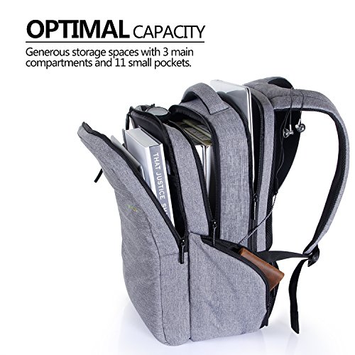 Lifewit Laptoprucksack Notebook Rucksack 15,6 Zoll Gepolstert Multifunktional Business Daypack Backpack Laptoptasche Schulrucksack Wasserabweisend Grau - 7