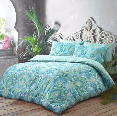 LnB Moroccan Paisley Aqua 50% Polyester 50% Cotton Printed Bedding Set/Duvet Cover (King)