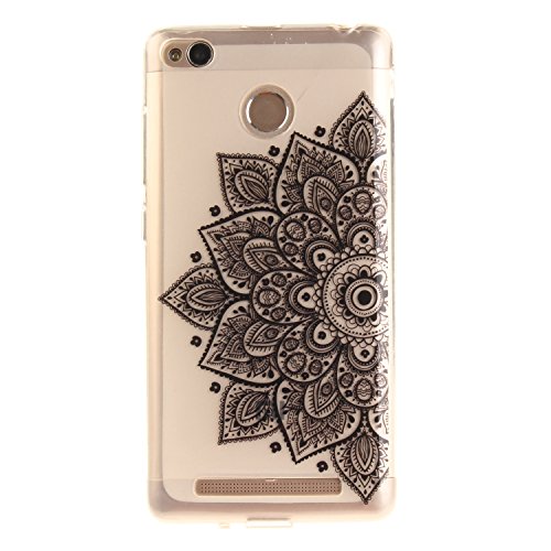 Qiaogle Tel  fono Caso - Funda de TPU silicona Carcasa Case Cover para Xiaomi Redmi 3s  5 0 Pulgadas  -  TX70   Negro Flor 