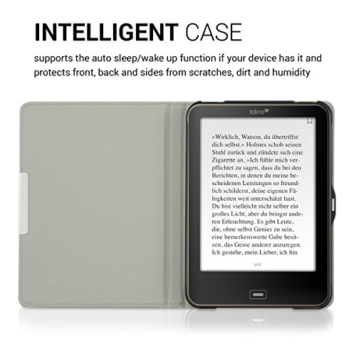 kwmobile Hülle für Tolino Vision 1 / 2 / 3 / 4 HD – Flipcover Case eReader Schutzhülle – Bookstyle Klapphülle Pusteblume Love Design Gold Schwarz - 4