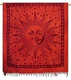 Sonne und Mond Stranddecke Wandkunst Orange Baumwolle Wandbehang Wandteppiche...