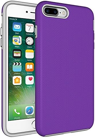 FUTLEX Back Cover Compatible with iPhone 8 Plus / 7 Plus Case, Rugged Raised Lip - Purple