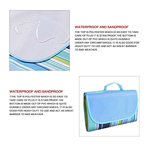 GenKi 180 x 150 cm Picknickdecke Picknickmatte Wasserdichte Stranddecke Baby Strand Matte Außendecke Campingdecke Matte Sandlose Strandmatte - 2