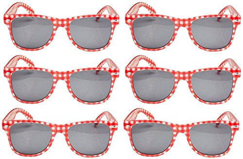 Preisvergleich Produktbild Das Kostümland 6er-Set Rot Weiß Karierte Brille Andreas