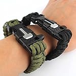 Generic Lot de 2 bracelets de survie paracorde avec sifflet grattoir et allumettes pour extérieur Noir et vert Armée