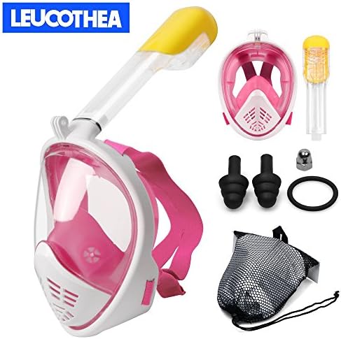 Leucothea Snorkeling Mask - Full Face Snorkel Mask, Wide View Diving Swimming Scuba Mask Anti-fog Anti-Leak for Adults &amp; Youth (Women &amp; Men) - Pink, S/M