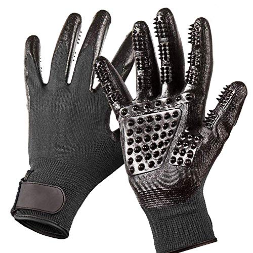 GLEADING Guanto Massaggio Grooming per Animali, Perfetto per Pettinare Cani Gatti Cavalli, per il Bagno, per Massaggiare & Rimuovere il Pelo (Nero)