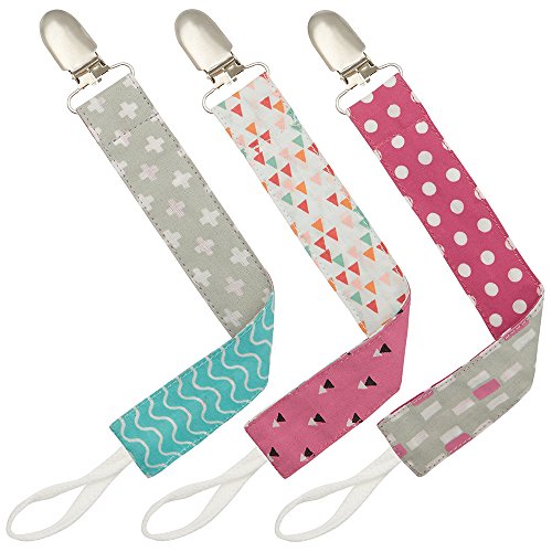 Pacifier clip holder - 3 pack - girls designs