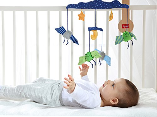 sigikid, Mädchen und Jungen, Mobile mit Fledermäusen, Baby bite me, Blau/Grün/Gelb, 41015 - 2