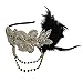 MagiDeal Retro Black Feather Headpiece Flapper Chain Flower Hairband Great Gatsby Headband 1920s for Fancy Dress Party