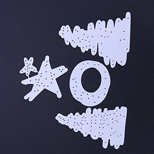 Amazingdeal365 4pcs Christmas Tree Metall Form Stanzschablonen Schablonen Schneiden DIY Dekor Sammelalbum Karten Buchzeichen Lesezeichen als Geschenk für Freunde Geburtstag Kinder,Kindergarten Hobby Schule Handarbeit Unterricht usw. Ein tolles Geschenk! - 6