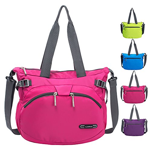 Preisvergleich Produktbild RLANDTO Leichte Crossbody Umhängetasche Wasserdichte Nylon Gym Handtaschen Casual Umhängetasche für Frauen (Rose Rot)
