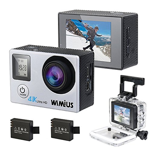 WiMiUS-Actioncam-4k-Kamera-Action-Dual-Bildschirm-2-Akkus-HD-Action-Cam-Wifi-16MP-Actionkamera-40M-Wasserdichte-Helmkamera-mit-Ersatzakku-Ladegert-und-BeutelQ4-Silber