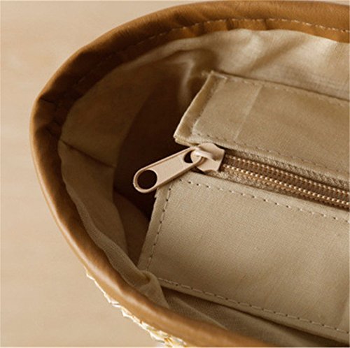 Damen Mädchen pastoralen Stil Strand Streifen Stroh korbtasche Tragetasche Schulter Handtasche - 5