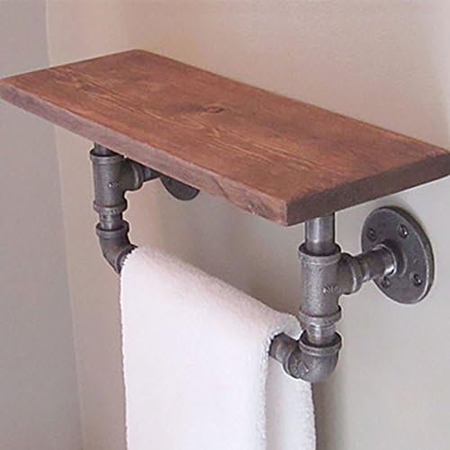 Wall decoration frame Wall / LOFT Plumbing Bathroom Towel Rack Solid Wood Shelf Retro Style Decorative Pendant Industrial Style accessories ( Style : Industrial retro )