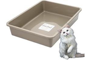 GARPET Bac à litière en 5 Tailles pour Chat sans Couvercle Cuvette de Toilette pour Chat Maison de Toilette Chat Gris carré hygiénique Taille Max