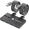 USB Switch, USB 3.0 Switcher 2 Computers Share 4 USB for PC Mouse Keyboard Printer Scanner, USB KVM Switch Selector Compatible with Windows, Mac, Linux