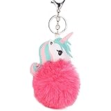 Portachiavi con pompon a forma di unicorno, idea regalo, per donne, bambini, ragazze, portafortuna, talismano, articolo scher