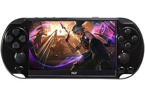 HLF 5,1 Zoll Multifunktionsgerät Retro Spielkonsole Handheld-Spielgerät 8000 Spiele für 9 Emulatoren Spielspeicher Tragbarer Mini-Fernseher Arcade Spielkonsole für Kinder (Schwarz)