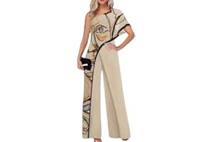 Yesgirl Femmes Combinaison Chic Élégant Jumpsuit Longue Pantalon Casual Épaules Nues Combishort Imprimé Playsuit Romper pour Soirée Cocktail