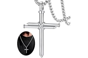 FaithHeart Crocifisso Collana Uomo Collezione Collana Croce Uomo Cristiano Collana Crocifisso Uomo Acciaio Inox 316L Collana Argento Nero Oro 55+5 CM Protezione Battesimo Cattolico