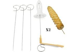 KALSEY 2 Pieces Spiral Chips Potato Cutter, Spiral Chips Cutter, Tornado Slicer, Potato Tower Cutter, Spiral Potato Slicing Knife for Potato Tower, Barbecue, Fried, Gather, Party, Camping, Family, Kitchen