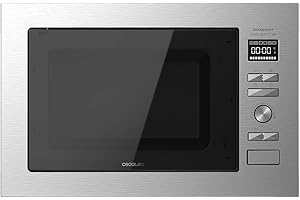 Cecotec Microondas encastrable Digital GrandHeat 2590 Built-In Steel Black. Potencia 900 W, Integrable, 25 litros, Grill 1000