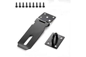 Pestillo Para Candado de Acero Inoxidable, KAIISSA Pestillo y Grapa Para Trabajo Pesado Cerradura de Puerta Cerradura de Pestillo Cierre de Cobertizo Pestillo de Grapas Candado Grapa - Negro