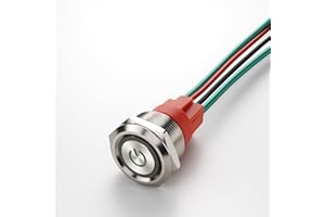 Guuzi Interruptor Pulsador de Enclavamiento de Tipo Corto de 15A 220V Impermeable para uso Marino de 4 pines 22mm SPST con LED Azul Iluminado y Cable