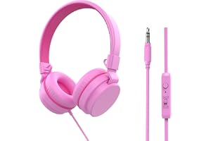 YOYOTUNE Barnhörlurar, on-ear trådbundna hörlurar för barn med mikrofon, 85/94 dB volymbegränsare hörlurar för flickor pojkar
