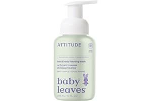 ATTITUDE 2-in-1 Hair and Body Foaming Wash for Baby, EWG Verified, Dermatologically Tested, Made with Naturally Derived Ingredients, Vegan, Sweet Apple, 295 mL
