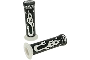 STREETPARTS24 Universal Lenkergriffe Griffgummis Griffe Flame schwarz weiß Roller Scooter Motorrad 22 / 24 mm Yamaha Aerox MBK Nitro Speedfight TGB Bullet