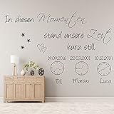 Wandtattoo In diesen Momenten stand unsere Zeit kurz still. Personalisiert mit Namen, Datum und Geburtsuhr Wandaufkleber Wohnzimmer Kinderzimmer Flur...Geburt, Taufe, Namenstag, Hochzeit