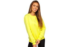 BOLF Damen Sweatshirt Pullover ohne Kapuze Basic Langarmshirt Top Baumwollmischung Pulli Rundhals-Ausschnitt Sweater Farbvarianten Sportlich Fitness [A1A]