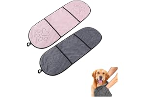 Nicoone Serviette de bain ultra absorbante pour animaux de compagnie, super absorbante, séchage rapide, serviette avec poche pour chats et chiens (rose + gris)
