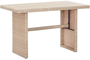 vidaXL Tavolo da Giardino Tavolino da Esterni Mobili da Giardino Arredo da Esterni Arredamento per Patio Beige 110x60x67 cm in Polyrattan
