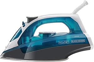 BLACK+DECKER - Fer À Repasser Vapeur BXIR2200E | 2200W | Fonction Pressing 120g / Min | Semelle En Acier Inoxydable | Blanc Et Bleu