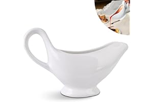 Nizirioo Sosjerka z porcelany 310 ml: dzbanek na sos z uchwytem, wysokiej jakości sosy porcelanowe, pojemnik na sosy, dressingi sałatkowe, kremowe buliony mleczne, eleganckie wzornictwo, duży uchwyt