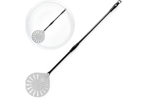 Chef Pomodoro Pizza Turning Peel 9-Inch (23 cm) with Detachable Aluminum Handle, 47-Inch (119 cm) Long Pizza Peel for Baking Homemade Pizza and Bread, Pizza Paddle - Pizza Oven Accessories