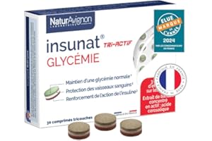 NATURAVIGNON LABORATOIRE NaturAvignon Insunat Tri-Actif | Glycémie | Aide à Réguler Le Taux De Sucre (glycemie) | Banaba, Cannelle, Zinc, Vitamine C, chrome complément alimentaire | Fabriqué en France | 30 comprimés