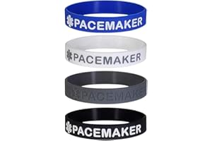 MEDICAL ID ME Pacemaker Silicone Medical Awareness Wristband Alert ID Bracelet Heart (PACK OF 4)