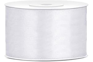 DaLoKu Satinband 6/12/25/38/50/100mm x 25m Geschenkband Schleifenband, Größe: 38mm x 25m, Farbe: Weiß