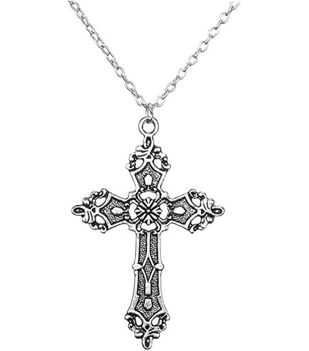 Clataly Collana Gothica Con Crocifisso Di Cristallo E Perle - Choker Regolabile Donna